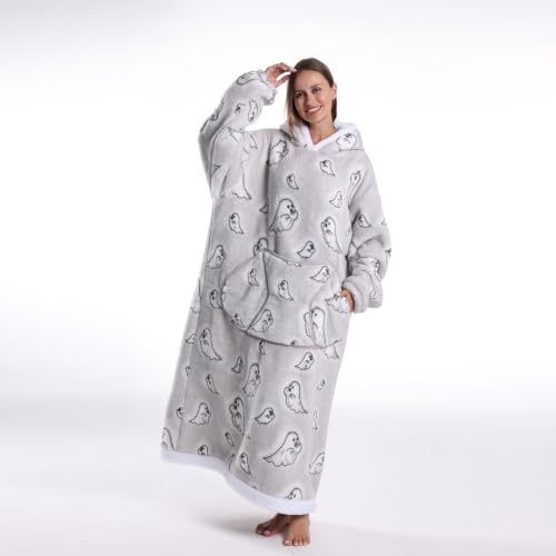 Moinlizy Oversized Wearable Blanket Hoodie for Women Men - color: Gray Ghost
