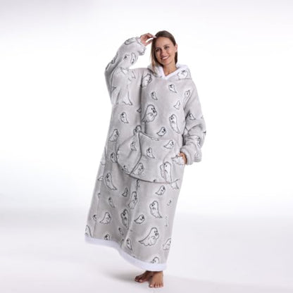Moinlizy Oversized Wearable Blanket Hoodie for Women Men - color: Gray Ghost