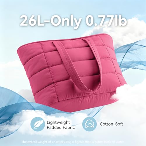 PASMAN Puffer Tote Bag for Women - Nurse Bag with Bottle Pocket - color: Rose, size: Medium