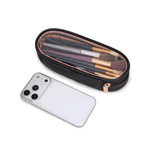 Wrangler Travel Makeup Bag 2pcs Set Cosmetic Bag with Makeup Brush Holder - color: Black
