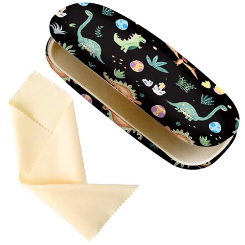 Glasses Case Hard Shell,Portable Protective Eyeglasses Case, Eyeglass Holder Box with Cleaning Cloth,for Women Men - color: Dinosaur