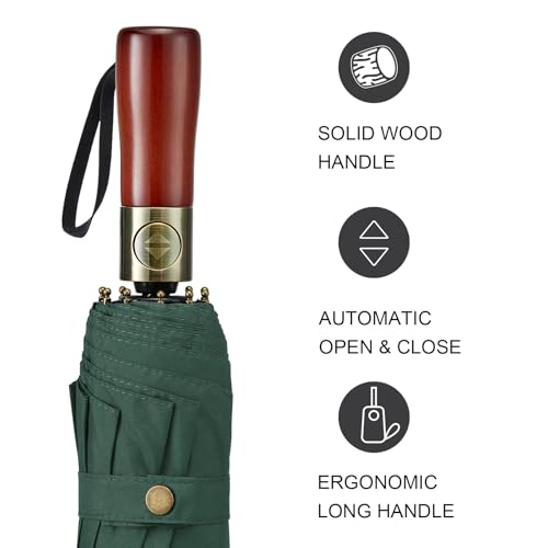 G4Free 54 Inch Large Windproof Golf Umbrella Compact Umbrellas for Rain - color: Dark Green