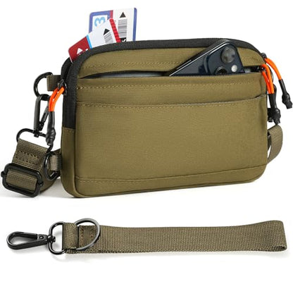 Wristlet Wallet for Women, 4-in-1 RFID Blocking Small Crossbody Bag for Men - color: Brown