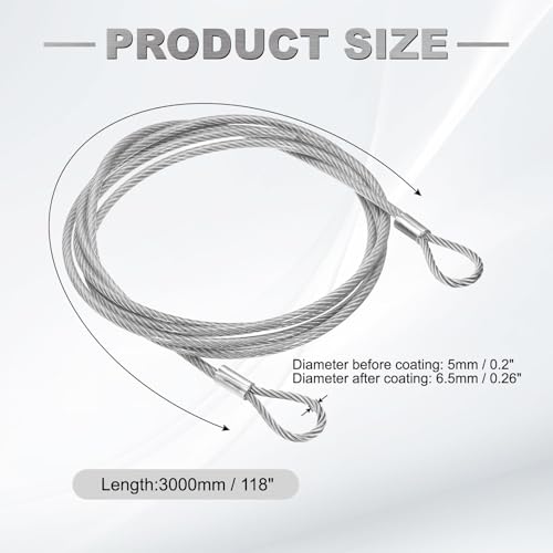 PATIKIL 118" Safety Cable Lock Security Wire Ropes 0.26" Dia Clear - size: 118 Inch-Clear