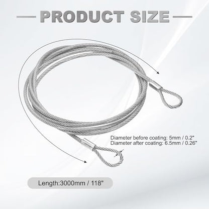 PATIKIL 118" Safety Cable Lock Security Wire Ropes 0.26" Dia Clear - size: 118 Inch-Clear