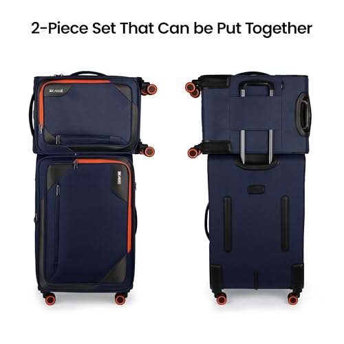 2-Piece(22/28in) Softside Luggage Set w/Front Open Pocket - color: Navy, size: 2-Piece Set (22"/28'')