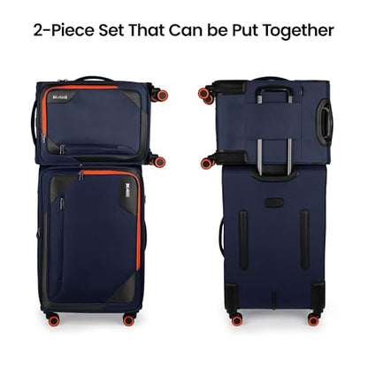 2-Piece(22/28in) Softside Luggage Set w/Front Open Pocket - color: Navy, size: 2-Piece Set (22"/28'')