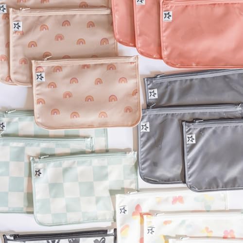 Tiny Twinkle Diaper Bag Organizing Pouches|3 Pack Mess-Proof Clear Front Travel Organizer Bags&TSA Approved Toiletry Bag Set for Baby and Mom Essentials - color: Peacock