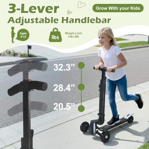 Scooter Luggage for Kids Removable & Foldable Ride on Suitcase-Green - color: Olive Green