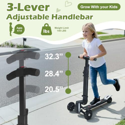 Scooter Luggage for Kids Removable & Foldable Ride on Suitcase-Green - color: Olive Green