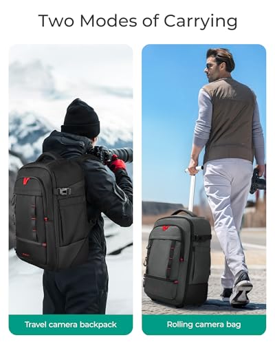 BAGSMART Camera Bag for DSLRs Professional Large Camera Backpacks | Photographic Rolling Case & Travel Suitcase for Travelling Photographers - color: Grey