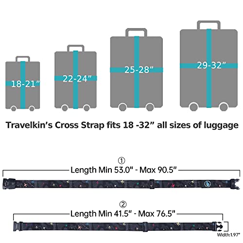 Travelkin Luggage Straps TSA Approved, Suitcase Straps with TSA Lock - color: Air Line Black