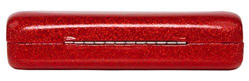 SPUNKYsoul Eye Glasses Case Girl Sparkle Smooth Glitter Hard Shell Eyeglass for Women - color: Red, size: Large