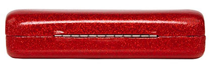 SPUNKYsoul Eye Glasses Case Girl Sparkle Smooth Glitter Hard Shell Eyeglass for Women - color: Red, size: Large