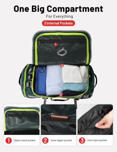 MIER 여행용 캠핑 체육관 스포츠용 대형 더플 백 백팩, 45L/60L/90L - color: 초록색., size: 90L