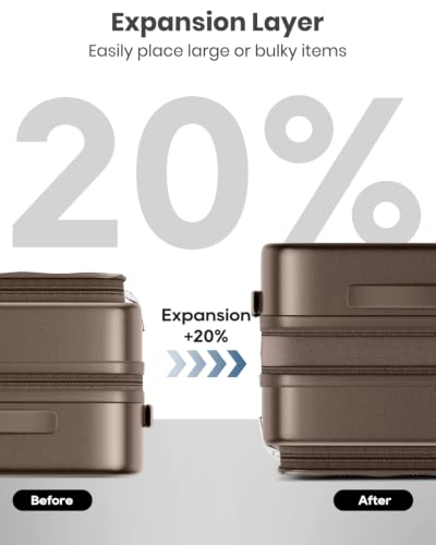 Joyway Expandable 3 Piece Luggage Sets with Front Pocket, Coffee - color: Coffee, size: 3 Piece