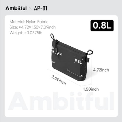 AMBITFUL AP-01 Water-Resistant Organizer Pouch, 7''x4.7'',0.8L, Black - size: S（0.8L）
