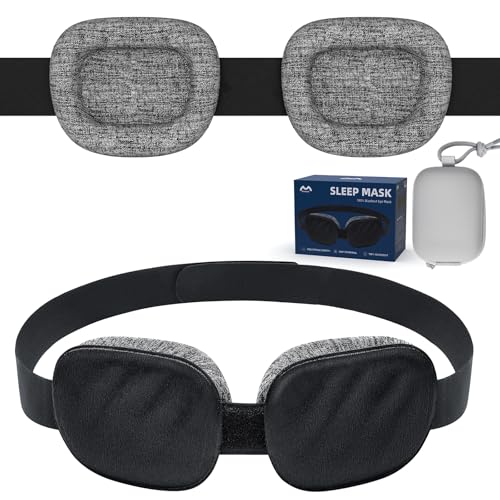 3D Contoured Sleep Mask for Women Men, 100% Blackout, Deep Cups - color: Flax Grey