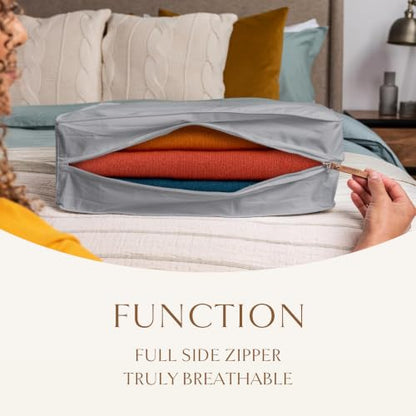 Hayden Hill Luxury Organic Cotton Sweater Storage Bag For Cashmere 15 Inch - color: Light Gray
