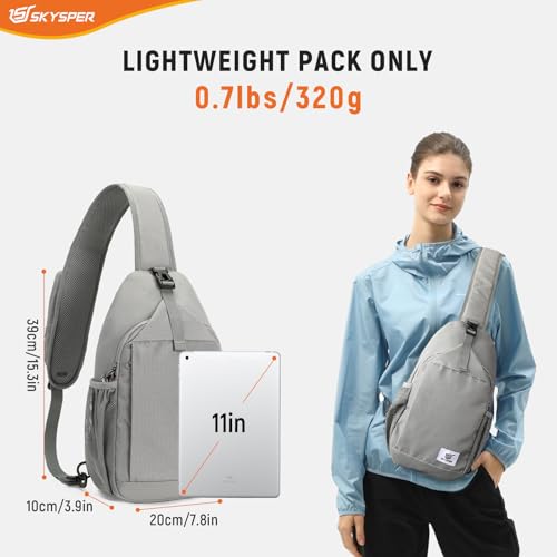SKYSPER Sling Bag RFID Cross Body Bag Recycled Crossbody Backpack Travel Daypack - color: Gray