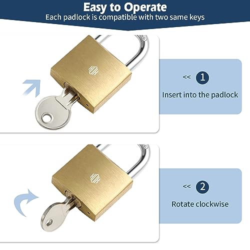 HOX Solid Brass Keyed-Alike Padlock, Hardened Steel Shackle, 30mm, 2-Pack - size: 2 Pack