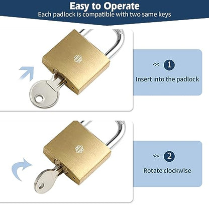 HOX Solid Brass Keyed-Alike Padlock, Hardened Steel Shackle, 30mm, 2-Pack - size: 2 Pack