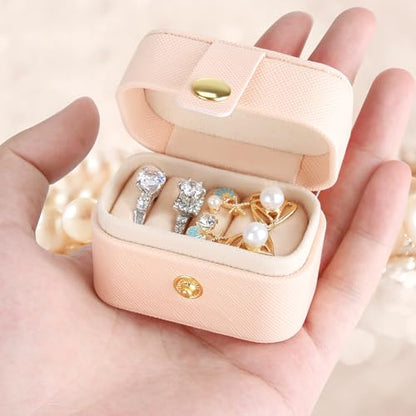 KUKUVR Small Travel Jewelry Ring Stud Earring Box (Pink) - color: Pink