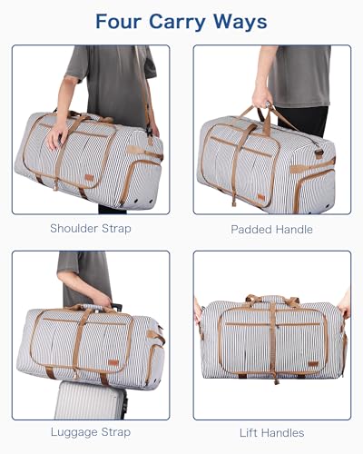 100L EXTRA LARGE Foldable Waterproof Travel Duffle Bag for Men and Women - color: Stripe, size: 100L