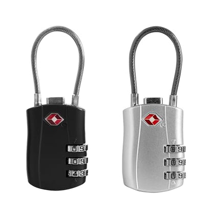 TSA Approved Locks for Luggage, Travel Essentials, Suitcases - color: Black+Silver