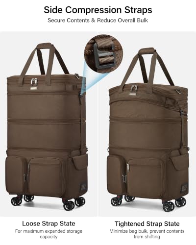 MILADA Expandable Luggage Bags for Travel Large Suitcases with Wheels - color: Coffee