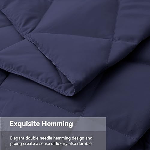 Deodar Down Fiber Throw Blanket Lightweight Packable Throw Indoor & Outdoor - color: Navy Blue