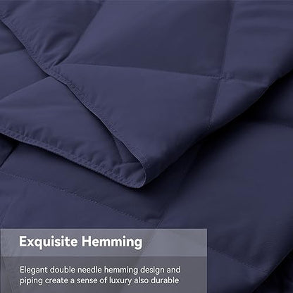 Deodar Down Fiber Throw Blanket Lightweight Packable Throw Indoor & Outdoor - color: Navy Blue