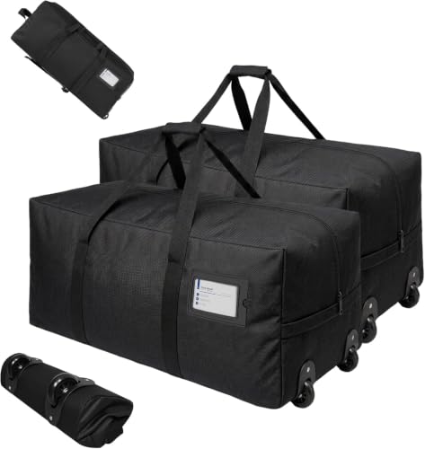 2 Pack Heavy Duty Moving Bags with Wheels, 92L Large Duffle Bag for Travel