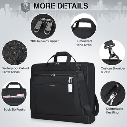RAINSMORE Garment Bags for Travel, Carry On Suit Bag, Hanging Clothes, Men - color: Black