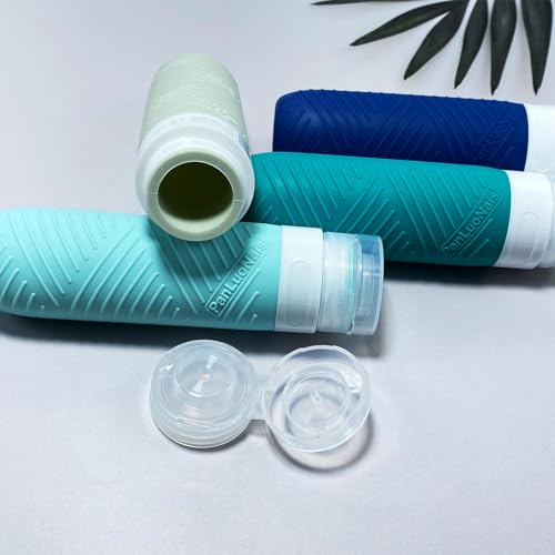 Travel Bottles for Toiletries, Silicone TSA Approved Bottles, Leakproof Shampoo & Toiletry Containers for Airplane, Vacation & Business Trips - color: Green