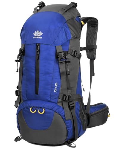 WoneNice 50L(45+5) Waterproof Hiking Backpack Outdoor Daypack w/Rain Cover - color: Sapphire Blue