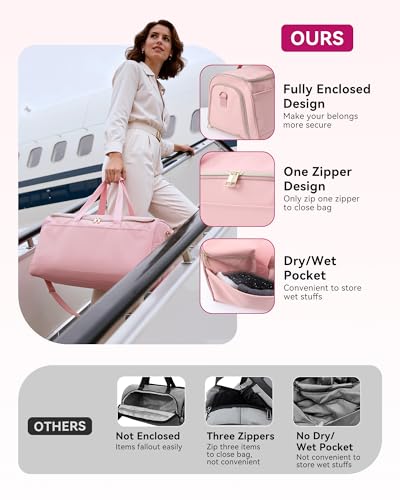 AGPTEK Convertible Travel Garment Bag, Carry-on Garment Duffel Bag, Pink - color: Pink