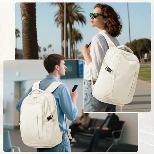 suwasp Travel Backpack for Women Airline Approved Carry On, Large Laptop Backpack for Men, Flight Approved Luggage Backpack (Beige-with Toiletry Bag) - color: Beige-with Toiletry Bag