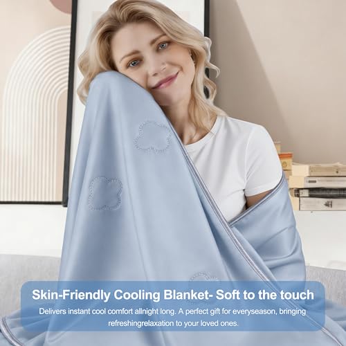 Cooling Throw Blanket for Hot Sleepers,Lightweight Summer Blanket(50"x70") - color: Light Blue, size: Throw(50" x 70")