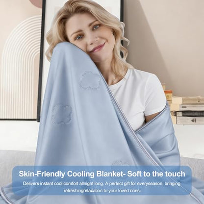 Cooling Throw Blanket for Hot Sleepers,Lightweight Summer Blanket(50"x70") - color: Light Blue, size: Throw(50" x 70")