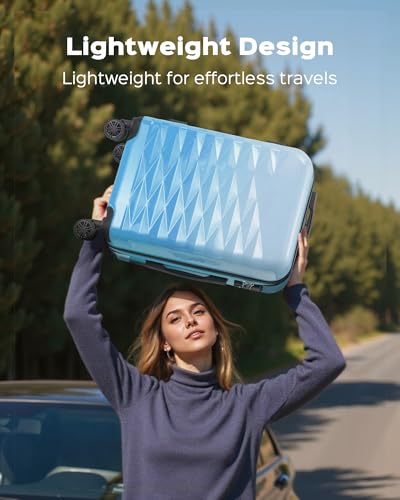 Suitour Luggage Set of 3,Hard Case Lightweight Luggage Sets with Spinner Wheels TSA Locck for Travel… - color: Blue, size: 3-Piece Set (20+24+28)