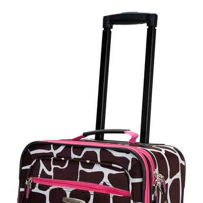 Rockland Fashion Softside 2 Piece Luggage Set, Expandable, (14" Tote/19" Upright), Pink Giraffe - color: Pink Giraffe, size: 2 Piece (19"/14" Tote)