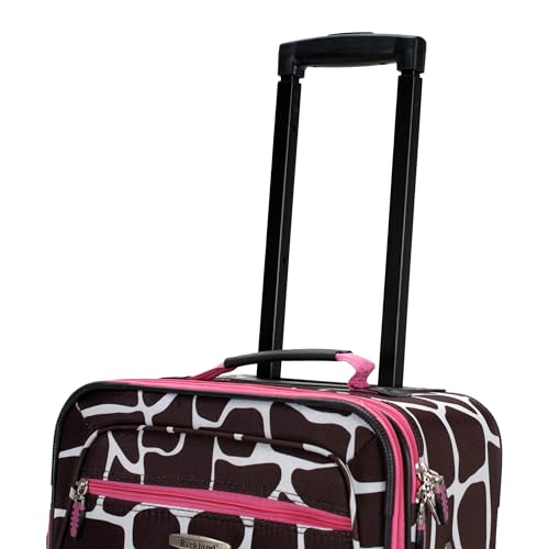 Rockland Fashion Softside 2 Piece Luggage Set, Expandable, (14" Tote/19" Upright), Pink Giraffe - color: Pink Giraffe, size: 2 Piece (19"/14" Tote)