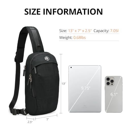 Swissdigital Design Crossbody Bag for Men, RFID Blocking Sling Bag with Adjustable Strap Use - color: Black