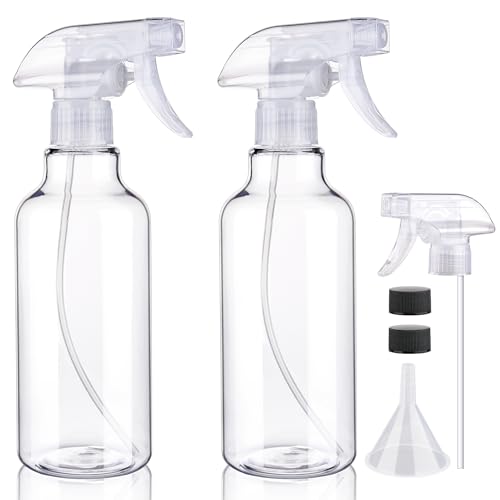 Plastic Spray Bottles, 16.9oz/500ml, 2 Pack，Clear | Empty Spray Bottle, Heavy Duty Spraying Bottles, Mist/Stream, For Cleaning Solutions, Essential Oils, Hair - color: Clear