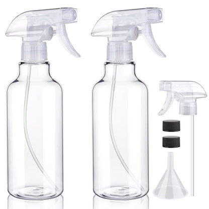 Plastic Spray Bottles, 16.9oz/500ml, 2 Pack，Clear | Empty Spray Bottle, Heavy Duty Spraying Bottles, Mist/Stream, For Cleaning Solutions, Essential Oils, Hair - color: Clear
