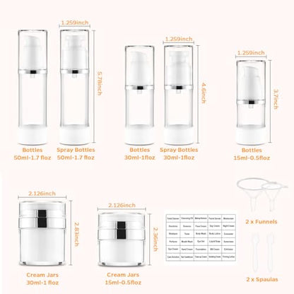 13 Pack Big Travel Size Containers, Airless Pump Bottles Jar Kit