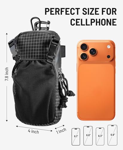 Phone Holder for Backpack Molle Phone Holster Bag Phone Case Pouch - color: Black