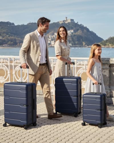 Coolife 3 Piece Luggage Set Suitcase Hardside with Spinner Wheels - color: Ink Navy2.0, size: 3 Piece Set (20/24/28 in)