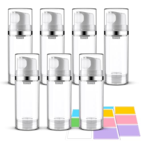 7 Pack Airless Pump Bottles 3.4oz/100ml Travel Pump Bottles - size: 3.4oz-7Pack